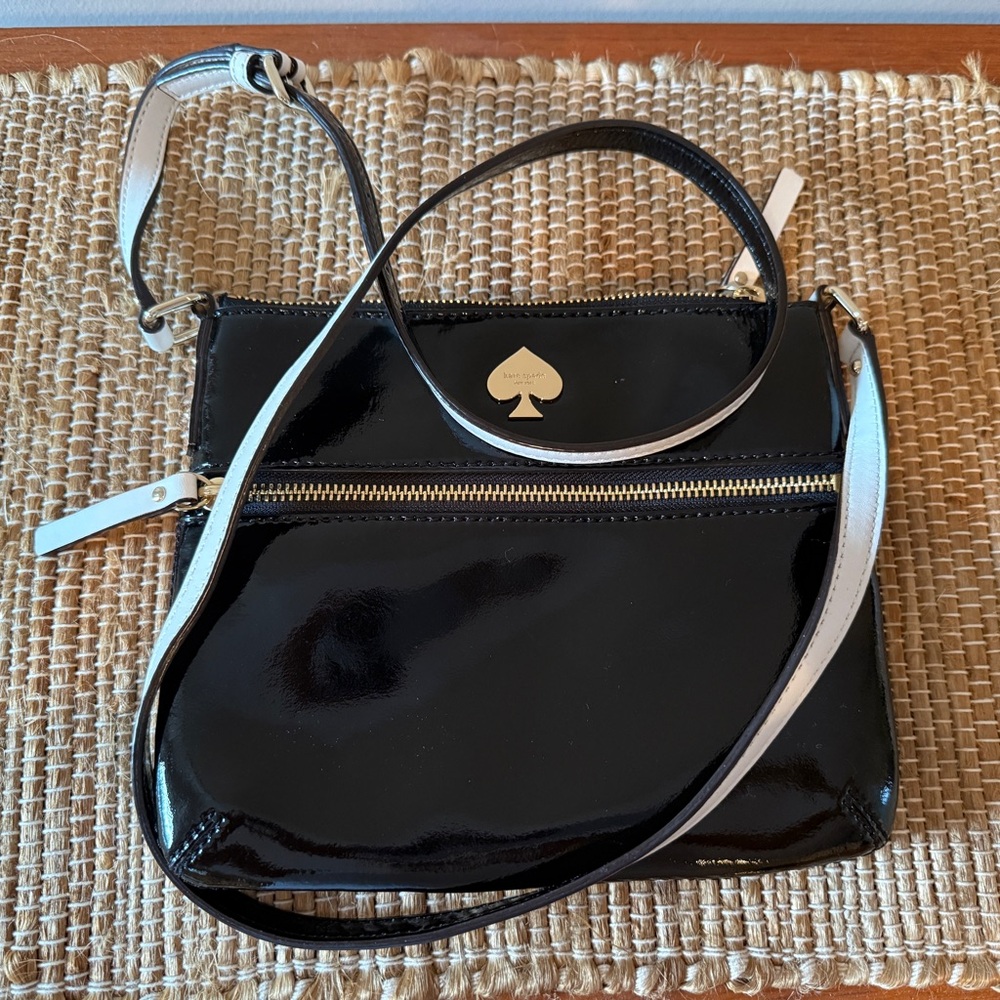 Kate Spade Paten Leather Black and White Crossbody Bag